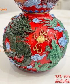 Hồ Lô Rồng Bằng Đồng Vẽ Màu Decor Trang Trí Phong Thủy
