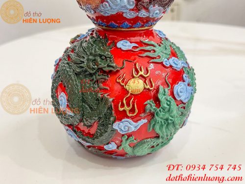 Hồ Lô Rồng Bằng Đồng Vẽ Màu Decor Trang Trí Phong Thủy