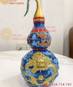 Hồ Lô Rồng Bằng Đồng Vẽ Màu Decor Trang Trí Phong Thủy