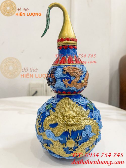 Hồ Lô Rồng Bằng Đồng Vẽ Màu Decor Trang Trí Phong Thủy