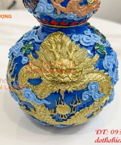 Hồ Lô Rồng Bằng Đồng Vẽ Màu Decor Trang Trí Phong Thủy