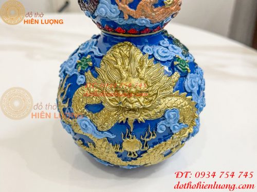 Hồ Lô Rồng Bằng Đồng Vẽ Màu Decor Trang Trí Phong Thủy