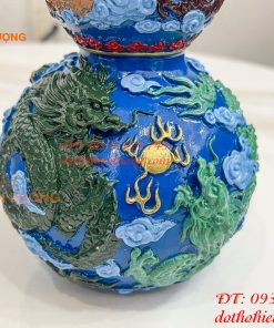 Hồ Lô Rồng Bằng Đồng Vẽ Màu Decor Trang Trí Phong Thủy