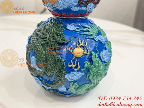 Hồ Lô Rồng Bằng Đồng Vẽ Màu Decor Trang Trí Phong Thủy