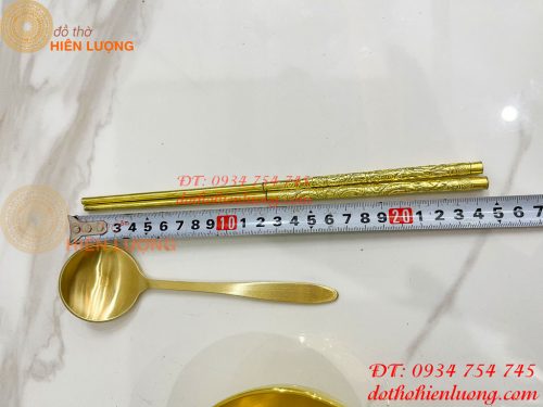 Bộ Bát Đũa Thìa Cơm Bằng Đồng Thau Thờ Cúng