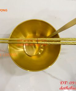 Bộ Bát Đũa Thìa Cơm Bằng Đồng Thau Thờ Cúng