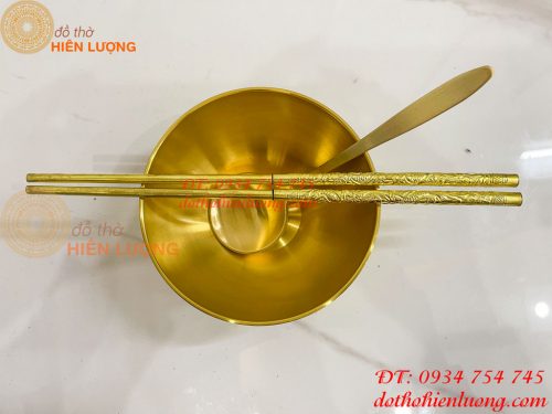 Bộ Bát Đũa Thìa Cơm Bằng Đồng Thau Thờ Cúng