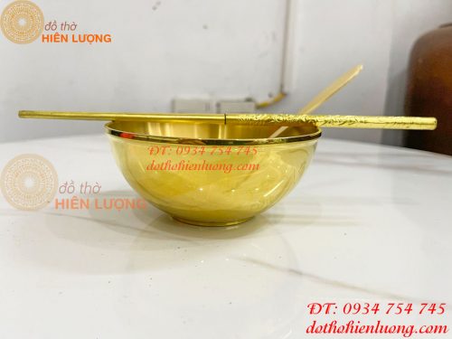 Bộ Bát Đũa Thìa Cơm Bằng Đồng Thau Thờ Cúng