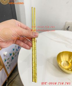 Bộ Bát Đũa Thìa Cơm Bằng Đồng Thau Thờ Cúng