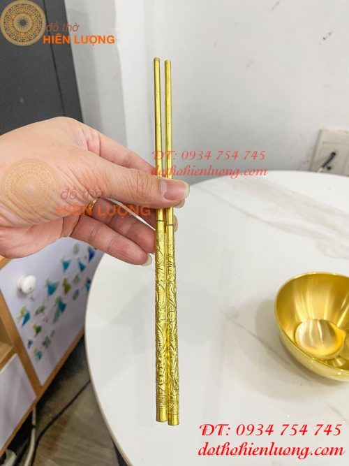 Bộ Bát Đũa Thìa Cơm Bằng Đồng Thau Thờ Cúng