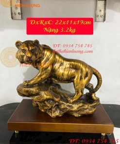 Tượng Hổ Bằng Đồng Hun Dài 22cm Phong Thủy