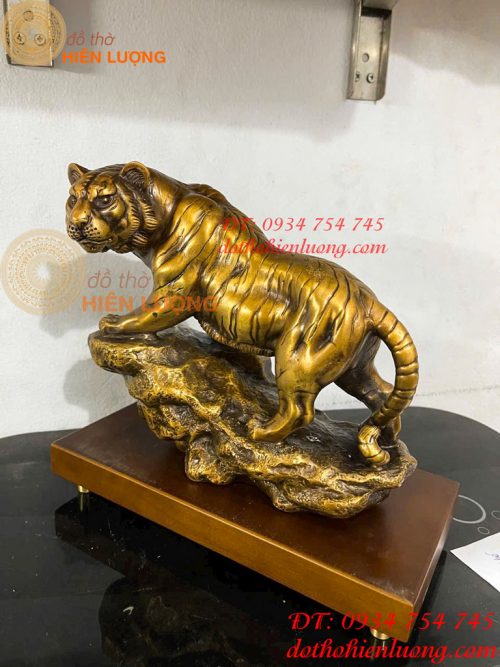 Tượng Hổ Bằng Đồng Hun Dài 22cm Phong Thủy