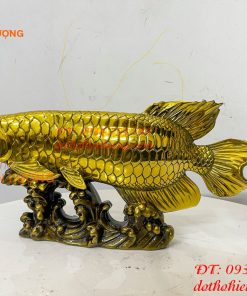 Tượng Cá Kim Long Bằng Đồng Dài 37cm Phong Thủy