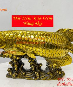 Tượng Cá Kim Long Bằng Đồng Dài 37cm Phong Thủy