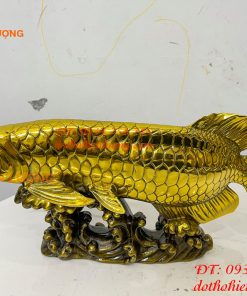 Tượng Cá Kim Long Bằng Đồng Dài 37cm Phong Thủy