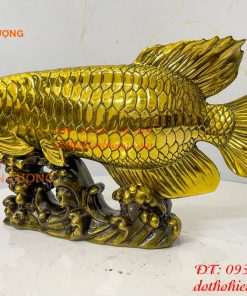 Tượng Cá Kim Long Bằng Đồng Dài 37cm Phong Thủy