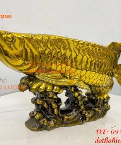 Tượng Cá Kim Long Bằng Đồng Dài 37cm Phong Thủy
