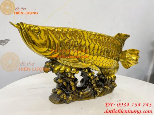 Tượng Cá Kim Long Bằng Đồng Dài 37cm Phong Thủy