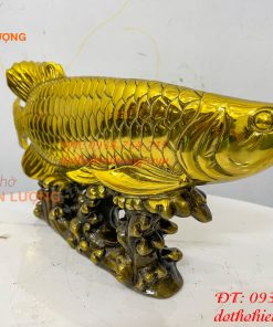 Tượng Cá Kim Long Bằng Đồng Dài 37cm Phong Thủy