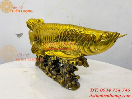 Tượng Cá Kim Long Bằng Đồng Dài 37cm Phong Thủy