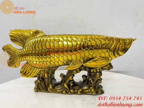 Tượng Cá Kim Long Bằng Đồng Dài 37cm Phong Thủy