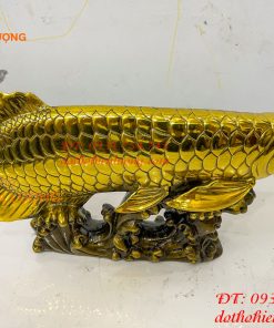 Tượng Cá Kim Long Bằng Đồng Dài 37cm Phong Thủy