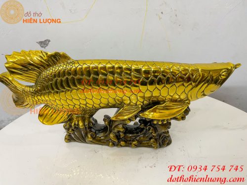 Tượng Cá Kim Long Bằng Đồng Dài 37cm Phong Thủy