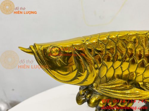 Tượng Cá Kim Long Bằng Đồng Dài 37cm Phong Thủy