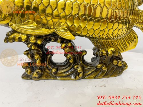 Tượng Cá Kim Long Bằng Đồng Dài 37cm Phong Thủy