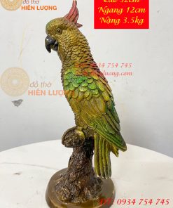 Tượng Con Chim Vẹt Bằng Đồng Cao 30cm Vẽ Màu