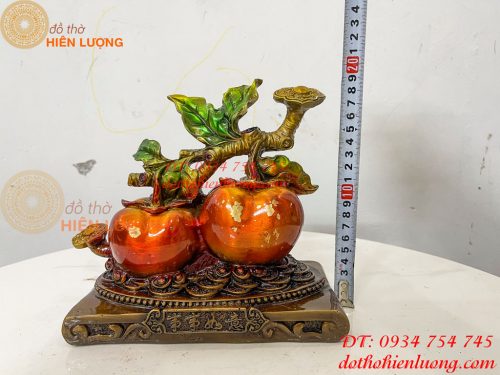 Quả Hồng Như Ý Bằng Đồng Phong Thủy Vẽ Màu