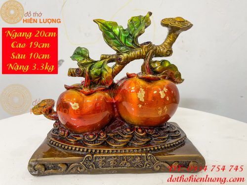 Quả Hồng Như Ý Bằng Đồng Phong Thủy Vẽ Màu
