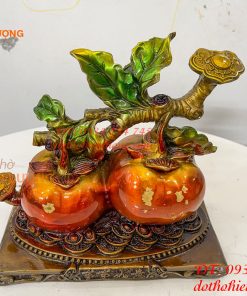 Quả Hồng Như Ý Bằng Đồng Phong Thủy Vẽ Màu