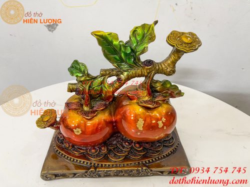Quả Hồng Như Ý Bằng Đồng Phong Thủy Vẽ Màu