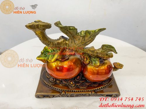 Quả Hồng Như Ý Bằng Đồng Phong Thủy Vẽ Màu