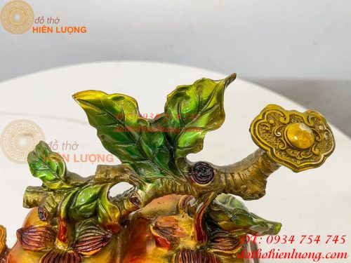 Quả Hồng Như Ý Bằng Đồng Phong Thủy Vẽ Màu