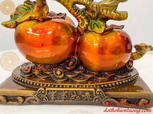 Quả Hồng Như Ý Bằng Đồng Phong Thủy Vẽ Màu