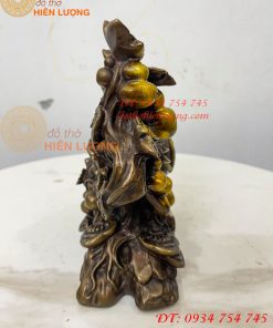 Tượng Tỳ Hưu Đứng Hồ Lô Ngũ Phúc Bằng Đồng Hun Cao 20cm