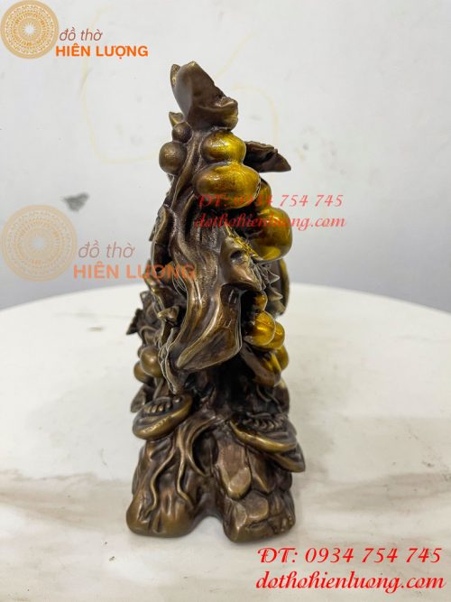Tượng Tỳ Hưu Đứng Hồ Lô Ngũ Phúc Bằng Đồng Hun Cao 20cm