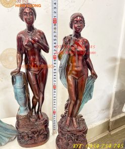 Tượng Thiếu Nữ Bằng Đồng Decor Châu Âu Cao 44cm