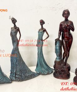 Tượng Bà Đầm Bằng Đồng Decor Châu Âu Cao 38cm