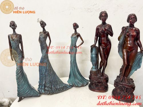 Tượng Bà Đầm Bằng Đồng Decor Châu Âu Cao 38cm