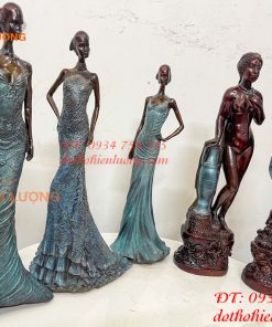 Tượng Bà Đầm Bằng Đồng Decor Châu Âu Cao 38cm