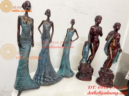 Tượng Bà Đầm Bằng Đồng Decor Châu Âu Cao 38cm