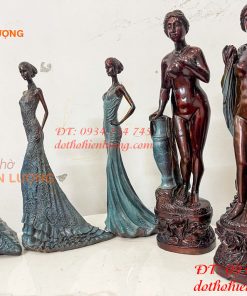 Tượng Bà Đầm Bằng Đồng Decor Châu Âu Cao 38cm