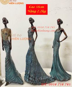 Tượng Bà Đầm Bằng Đồng Decor Châu Âu Cao 38cm