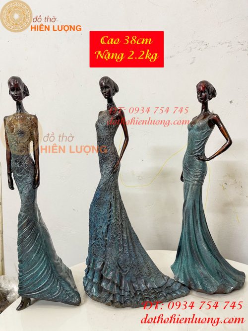 Tượng Bà Đầm Bằng Đồng Decor Châu Âu Cao 38cm