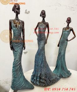 Tượng Bà Đầm Bằng Đồng Decor Châu Âu Cao 38cm