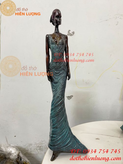 Tượng Bà Đầm Bằng Đồng Decor Châu Âu Cao 38cm