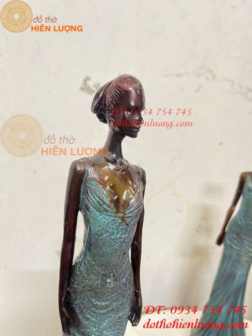 Tượng Bà Đầm Bằng Đồng Decor Châu Âu Cao 38cm